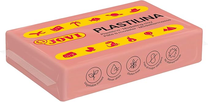 Jovi - Reusable and Non-Drying Modeling Clay, 30 Peach Plasticine Bars, 1.75 oz Each, Non-Toxic and Glute-Free, Perfect for Arts & Crafts Projects