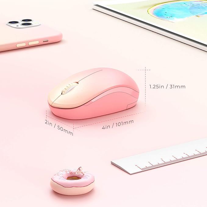 seenda Wireless Mouse, 2.4G Noiseless Mouse with USB Receiver Portable Computer Mice for PC, Tablet, Laptop, Notebook with Windows System - Gradient Pink