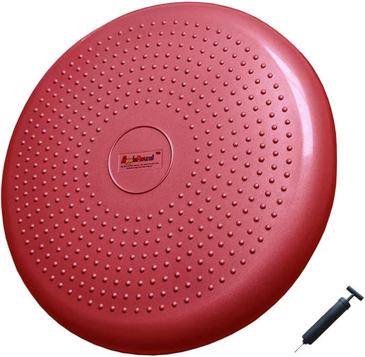 AppleRound Inflated Wobble Cushion with Hand Pump, Air Stability Board (Extra Thick), Core Balance Disc for Adults, Sensory Wiggle Seat for Kids, Flexible Seating for All Age, 13.5in / 34cm Diameter