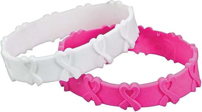 Fun Express Pink Ribbon Breast Cancer Awareness Pop Out Bracelet (set of 24)