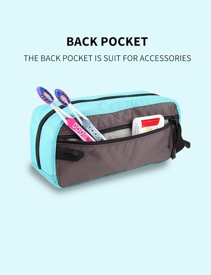 GOX Small Travel Toiletry Bag, Dopp Kit Case For Men, Multifunction Organizer Pouch (Grey/Sky Blue)