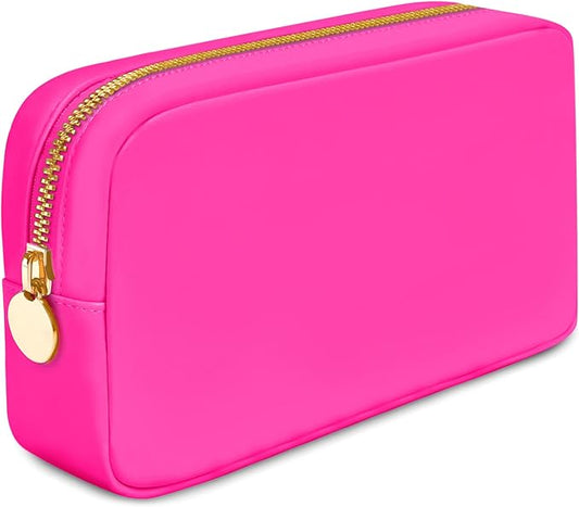 DANCOUR Nylon Makeup Bags for Women Large Preppy Travel Toiletry Pouch Cosmetic Bag Makeup Organizer