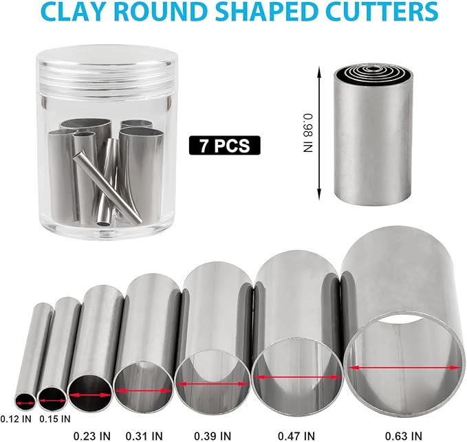 Clay DIY Tool Set, Acrylic Clay Roller, Acrylic Sheet, Stainless Steel Round Circle Shape Cutter