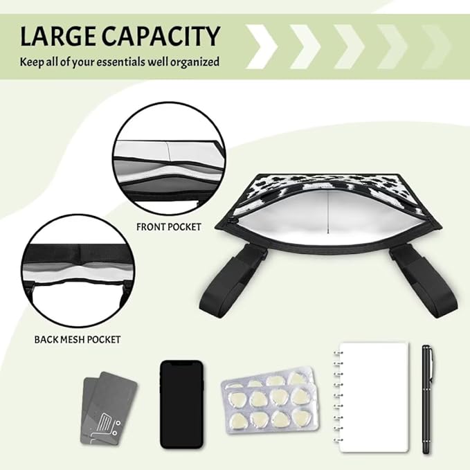 ZOUTAIRONG Cow Print Accessories Bag for Walker, Wheelchair, Rollator for Seniors, w/Cup Holder-Folding Walker Basket Large Capacity Waterproof Walker Caddy Pouch