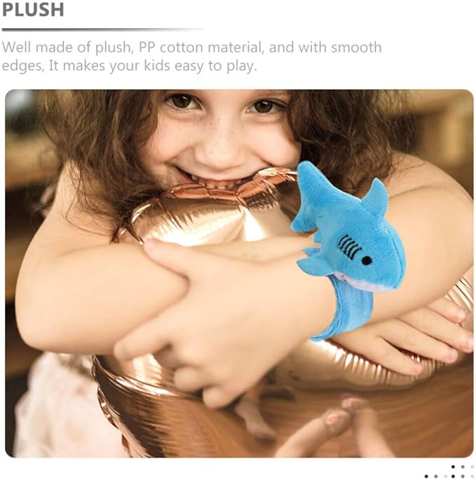 Abaodam 3pcs Shark Slap Bracelet Animal Slap Bracelets Plush Stuffed Animal Hugger Snap Wrist Band for Kids Birthday Party