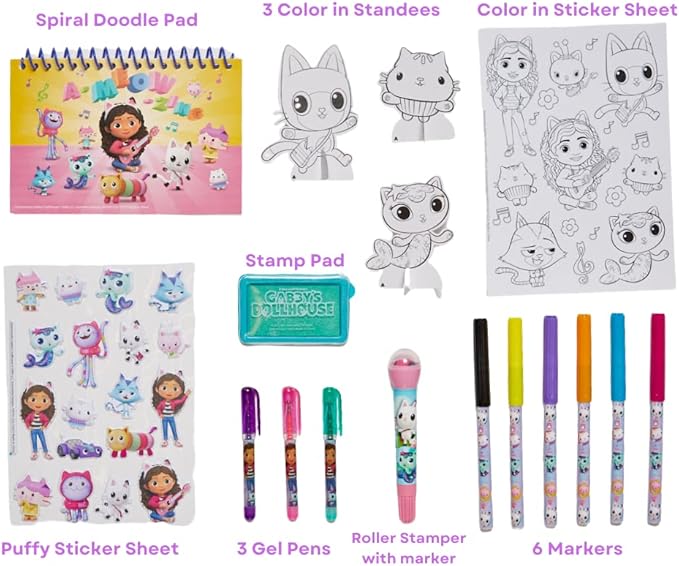 Gabby’s Dollhouse Coloring & Sticker Activity Set for Kids with Travel Carrying Case