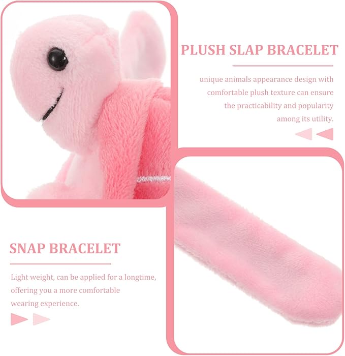 Kisangel 1pc Animals Slap Bracelet Turtle Slap Bracelet Stuffed Animal Slap Bracelets Huggers Turtle Party Favors(Pink)