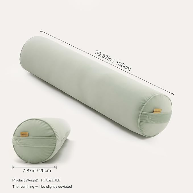 Bolster Pillow for Bed – Long Round Body Pillow for Adults, Cuddle Pillow for Sleeping, Full-Length Support,39.37 x 7.87 Inches,Celadon Green