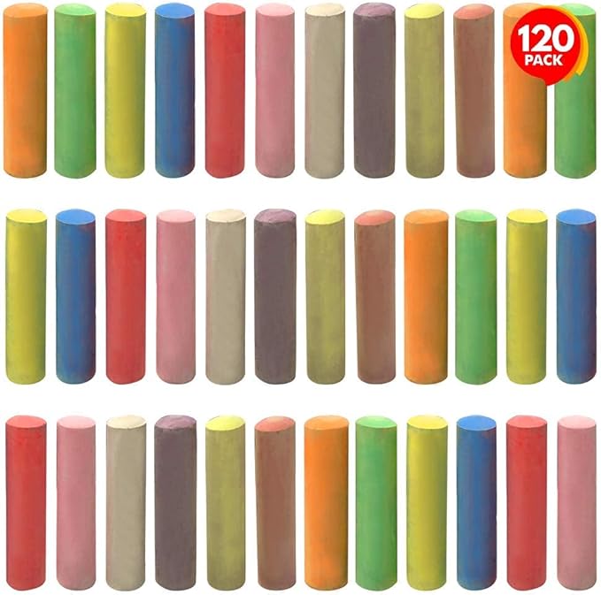 ArtCreativity Jumbo Sidewalk Chalk Set for Kids, Giant Box of 120 Colorful Chalk Pieces, Non-Toxic, Dust-Free, Washable Chalk in 10 Colors, For Driveway, Pavement, Outdoors, Great Arts & Crafts