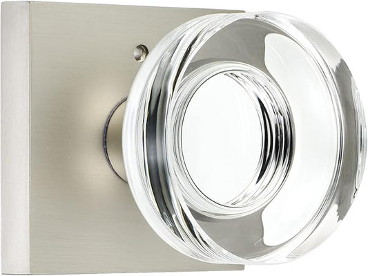 Coolnews Crystal Door Knobs with Lock, Satin Nickel Finish for Bathroom & Bedroom Privacy