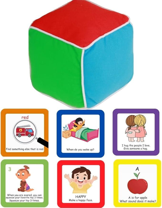 Play and Learn Cube roll Play Game for Toddlers 1st Learning Game Teaches Colors and Numbers Emotions Language roll Cube Pick Card and Have Fun Games