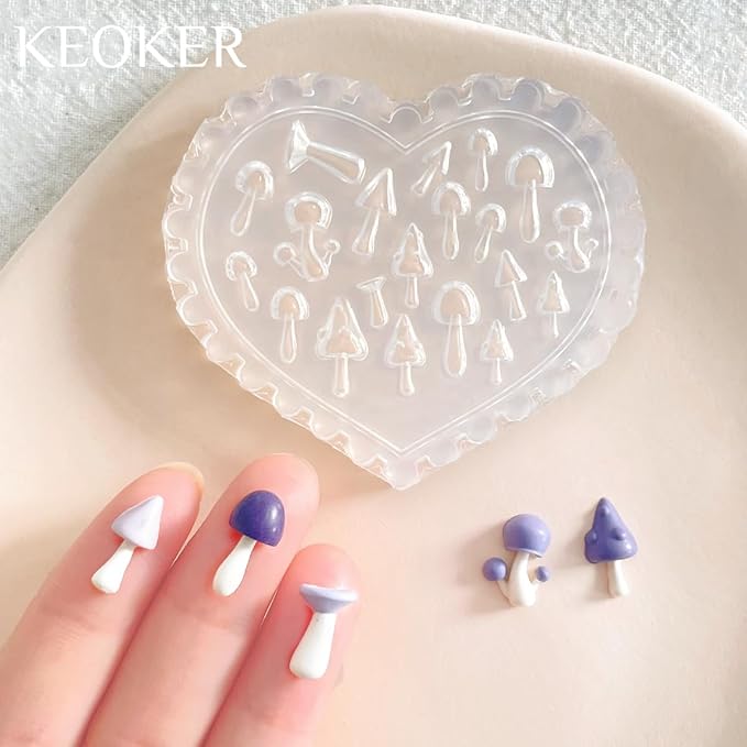 KEOKER Fall Polymer Clay Molds, Mushroom Polymer Clay Silicone Molds, Polymer Clay Mini Molds, 4pcs Earring Molds for Polymer Clay, Autumn Polymer Clay Molds for Jewelry(Substitute Micro Clay Cutters)