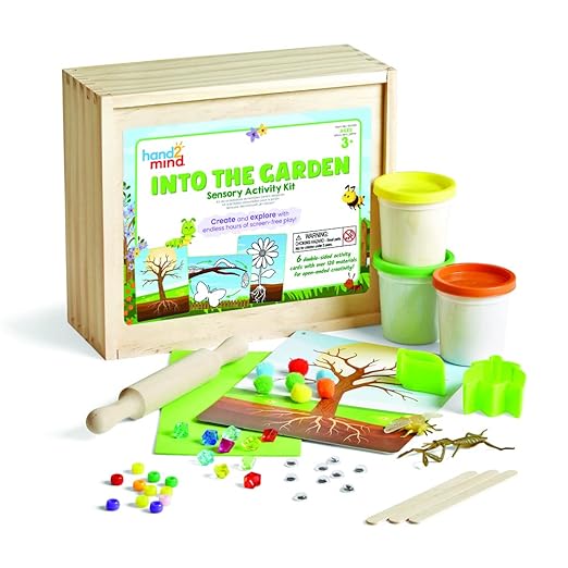 hand2mind Into the Garden Sensory Activity Kit, Loose Parts Play Materials for Kids, Sensory Box, Montessori Sensory Bin with Lid, Nature Toys, Fine Motor Toys, Play Therapy Toys, Arts and Crafts Kits