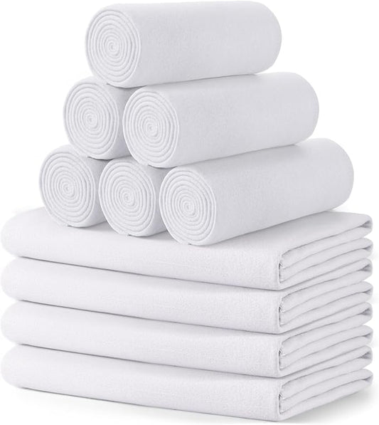 Buryeah 10 Pcs Fleece Blanket Bulk Soft Warm Fleece Blankets Cozy Lightweight Throw Blankets Plush Pet Throw Blanket for Home Bed Sofa Office Wedding Gifts Travel(50" X 60",White)