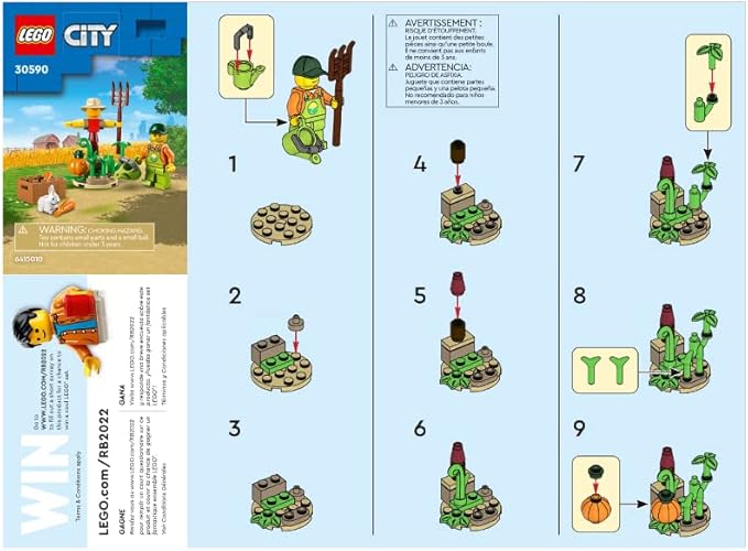 LEGO City Farm Combo Pack: Farm Garden and Scarecrow Polybag (30590) and Brown Chicken