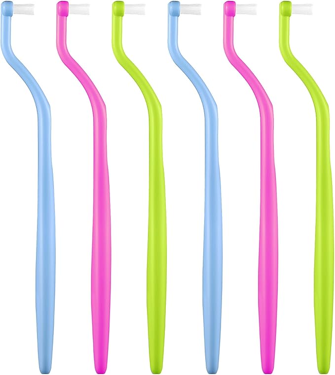 End Tuft Toothbrush, Orthodontic Toothbrush Small Head, Ultra Soft Gum Brushes for Braces, Implants, Retainers and Teeth Detail Cleaning, 6 Pcs