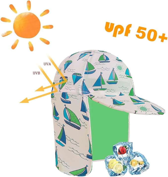 Gifts Treat Kids Legionnaires Hat, UPF 50+ Sun Protection Swim Cap Flap Hat for Kids, Quick Drying Sun Hat for Beach Seaside