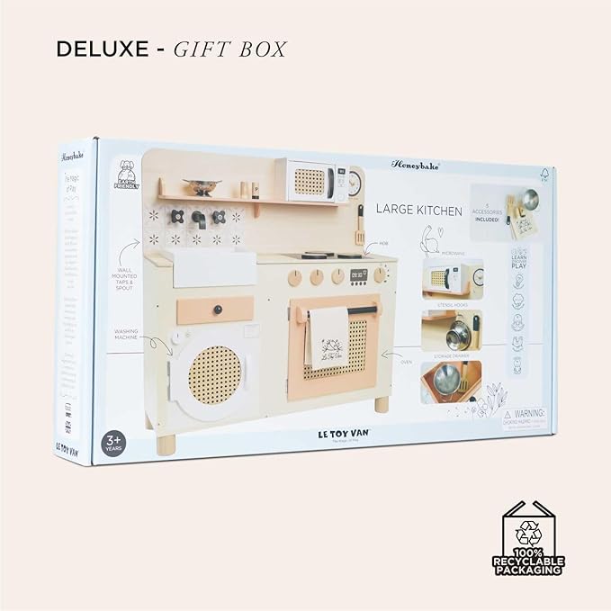 Le Toy Van – Large Wooden Kitchen Furniture Set | Grand Kitchen Cabinet and Appliance Pretend Play Set – Suitable for 36+ Months