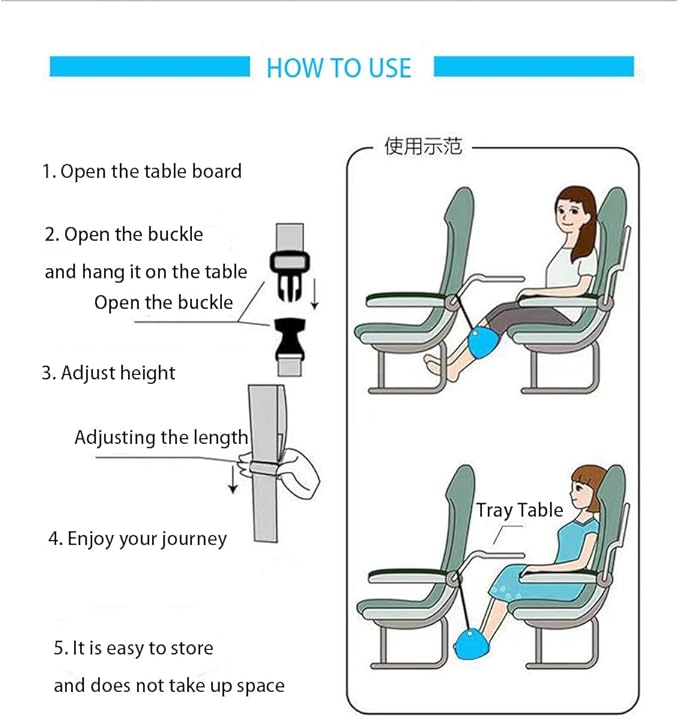 WZLL.SLSP 2 Pack Airplane Footrest,Travel Foot Hammock for Flights,Reduce The Swelling of Feet,Adjustable Height Relaxing Hammock for Legs and Feet Rest