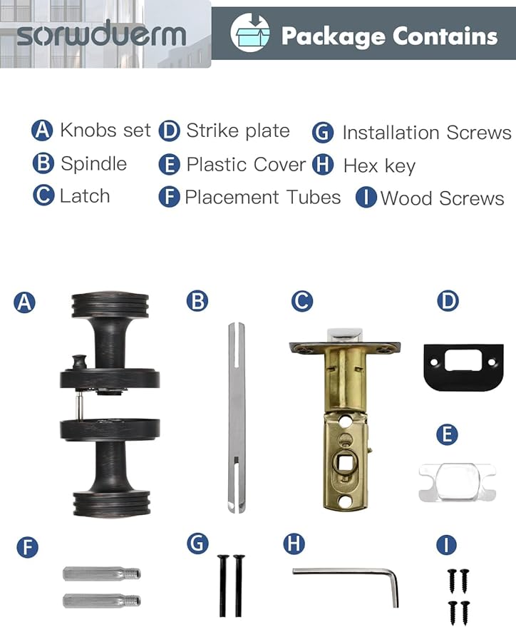 1 Pack Oil Rubbed Bronze Door Knob Interior Privacy Door Knobs Antique Door Knobs for Bedroom and Bathroom Zinc Alloy