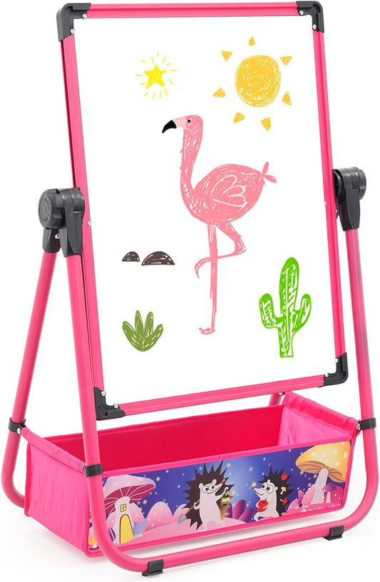 29.5inch-44inch Height Adjustable Whiteboard&Chalkboard Double Sided Easel 360°Rotating Standing Art Easel for Kids Suitable for Children Over 3 Years Old