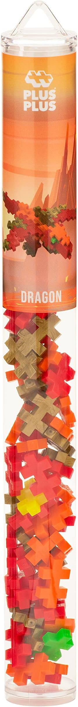 Plus Plus 3D Puzzle Cryptid Construction Building Block Set, Fun Fantasy Figures Stem Toys for Kids, 70 Interlocking Pieces - Dragon Mini Maker Tube
