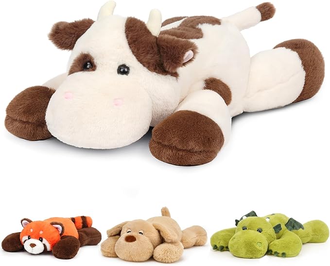 Weighted Cow Stuffed Animal Soft Weighted Plushes Cute Cow Plush Toy Birthday for Boys Girls Kids Adults (20" 3.3 lbs)