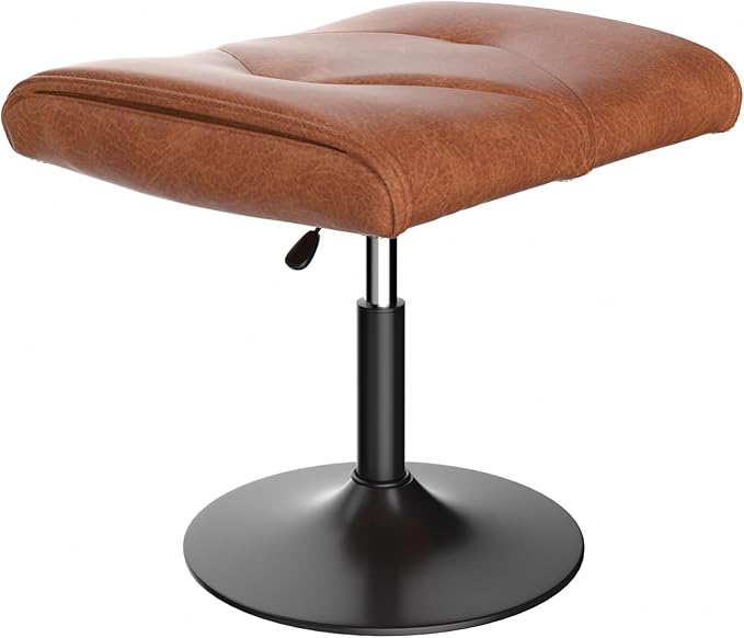 VECELO Foot Rest Under Desk Ottoman, PU Height Adjustable Footrest with Comfort Padding, Leg Rest for Desk for Relieving Leg Pain, Stiffness, and etc, Black