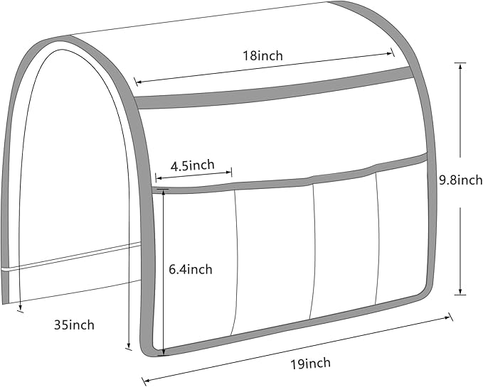 NB Sofa Armrest Organize remote holder bedside caddy organizer with 5 pockets，non-slip couch remote control holder couch armchair caddy accessories (Dark Grey, 35''x18'')