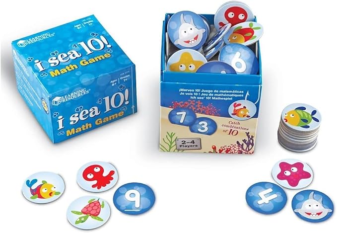 Learning Resources I Sea 10! Game, Math Games, Addition and Subtraction, Homeschool & Classroom Math Games, Educational, Includes 100 Cards, Ages 6+