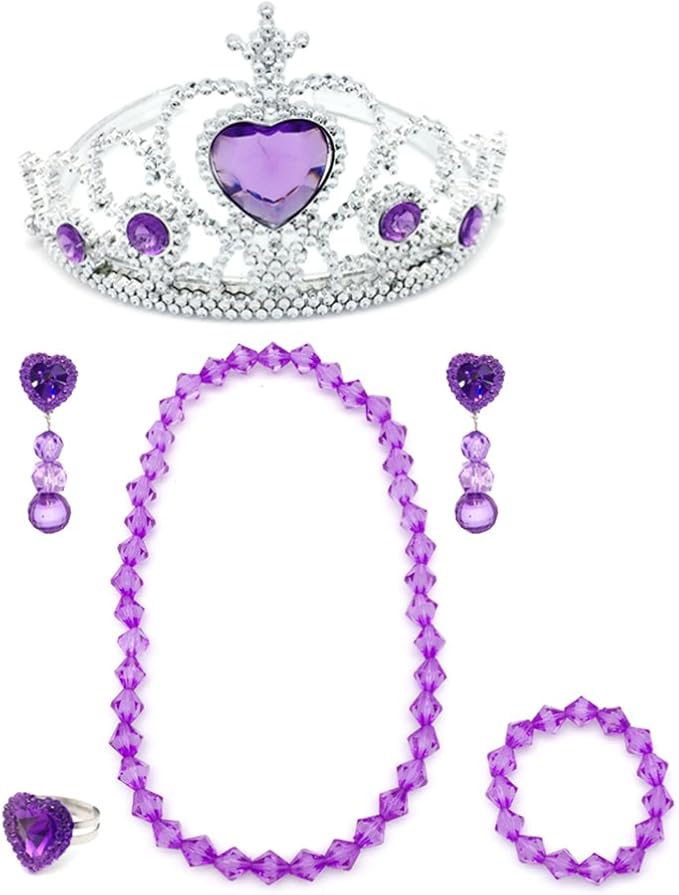 Elesa Miracle Girl Kids Dress Up Tiaras Necklace Bracelet Clip on Earrings Toy Playset