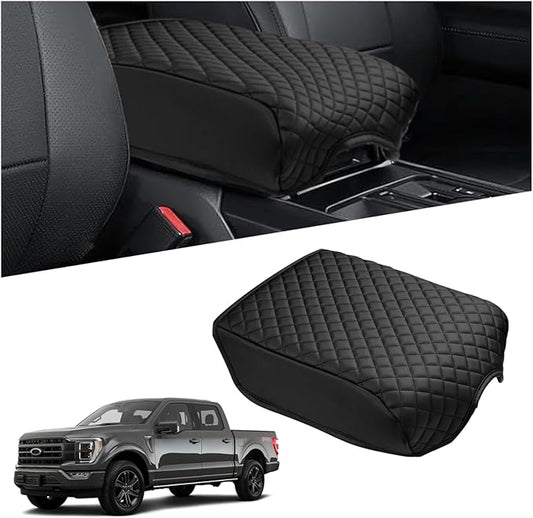 Shademax Center Console Cover for Ford F150 2021-2025 2026 Accessories, F150 Armrest Cover Bucket Seat Console Arm Rest Cushion Pad Leather Middle Console Armrest Lids Protector (Bucket Seat Only)