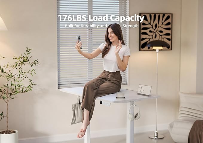 YDN Electric Standing Desk Adjustable Height, Stand up Desk with Cable Management, Home Office Desks with Splice Board & Frame, 40 x 24 Inches, Warm White