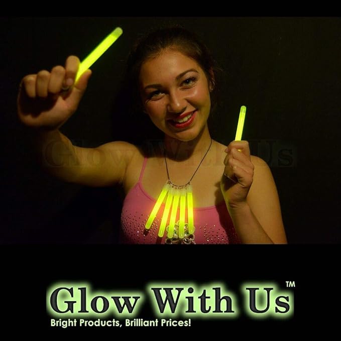 Glow Sticks Bulk Wholesale, 50 4” Yellow Glow Stick Light Sticks. Bright Color, Kids Love Them! Glow 8-12 Hrs, 2-Year Shelf Life, Sturdy Packaging, GlowWithUs Brand