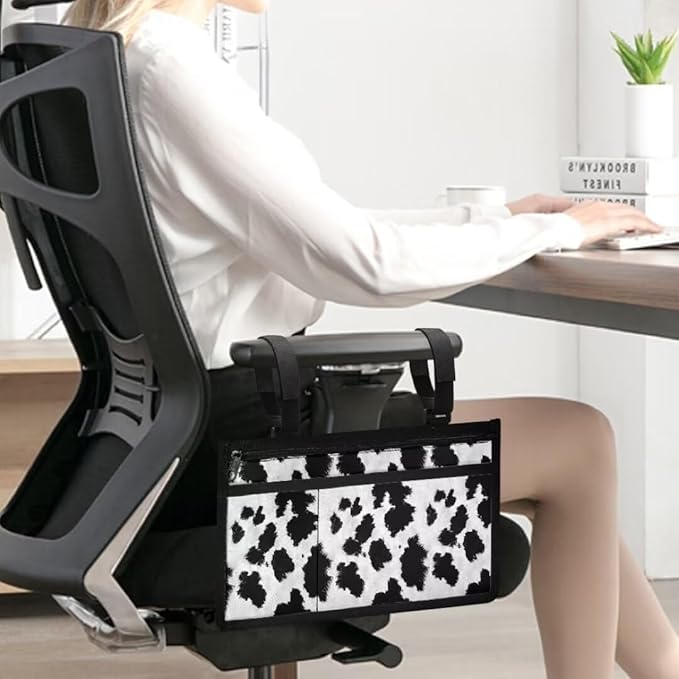 ZOUTAIRONG Cow Print Accessories Bag for Walker, Wheelchair, Rollator for Seniors, w/Cup Holder-Folding Walker Basket Large Capacity Waterproof Walker Caddy Pouch