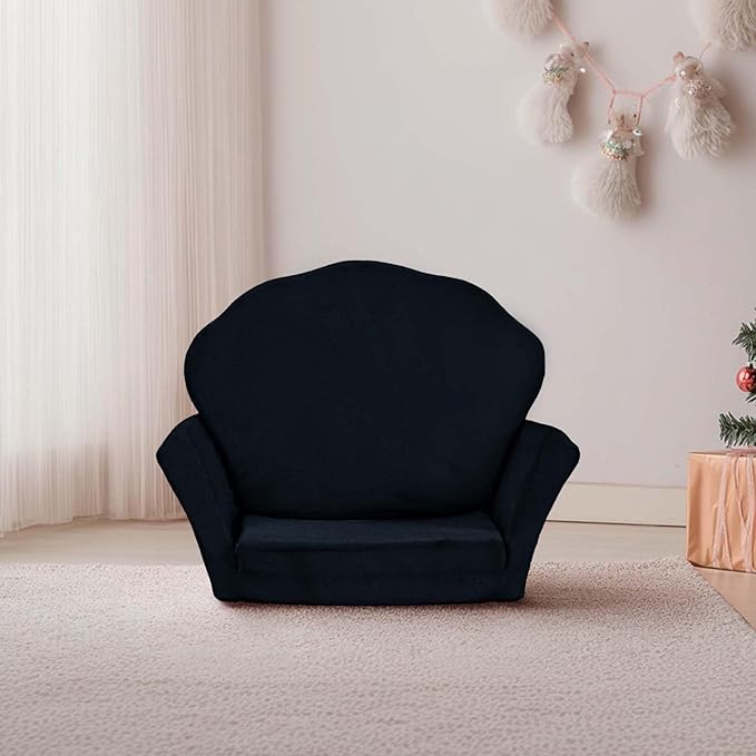 COSYLAND Kids Sofa for Toddler, 2-in-1 Folding and Expandable Soft Chair Bed Toddlers,Convertible Sofa to Lounger Sleeper Chair Bed for Girls and Boys,Black