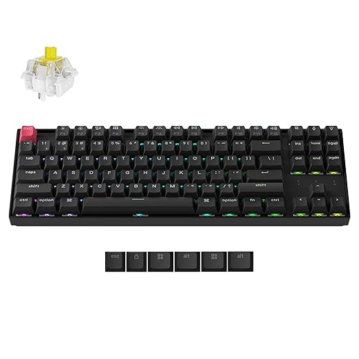 Keychron K8 Version 2 TKL Custom Wireless Mechanical Keyboard, QMK Programmable Bluetooth 5.2/Wired, RGB Backlit with Shine-Through PBT Keycaps, Super Banana Switch for Mac Windows Linux