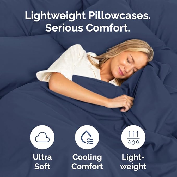 Queen Pillow Cases Set of 10 - Ultra Soft Hotel Quality Pillowcase Covers - Comfy, Cozy & Wrinkle Free - Shrink, Stain and Fade Resistant - Machine Washable Pillow Protectors - 10 Pcs Set - Navy Blue