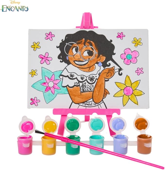 Innovative Designs Disney Encanto Canvas Paint Set for Kids with 3 Canvases, Acrylic Paint, Paintbrush, & Easel