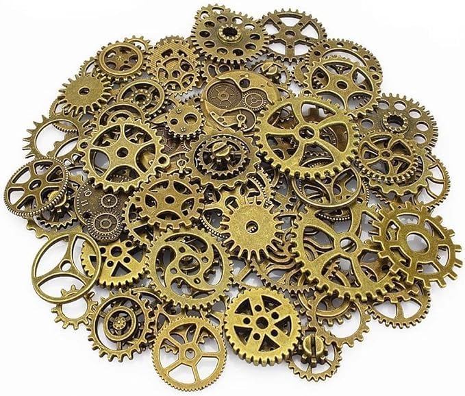 300 Gram Assorted Vintage Antique Steampunk Gears Charms Watch Cog Wheel Sets 5 Color
