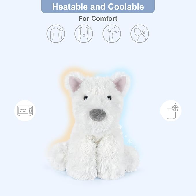Coolable & Heatable West Highland White Terrier Dog Stuffed Animals for Kids & Adult, Westie Puppy Plush Toys Microwavable Heating Pad for Soothing & Period, Lavender Plushies for Anxiety