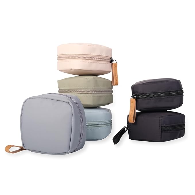 Hekyip Mini Cosmetic Bag, Travel Makeup Pouch, Portable Waterproof Cosmetic Pouch for Girls Women, Mini (Mini Beige)