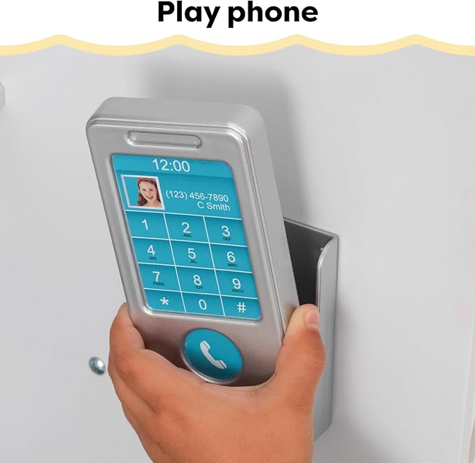 KidKraft Large Wooden Play Kitchen with Lights & Sounds, Icemaker, Play Phone, White, Gift for Ages 3+