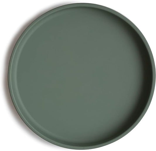 mushie Classic Silicone Suction Plate | BPA-Free Non-Slip Design (Dried Thyme)