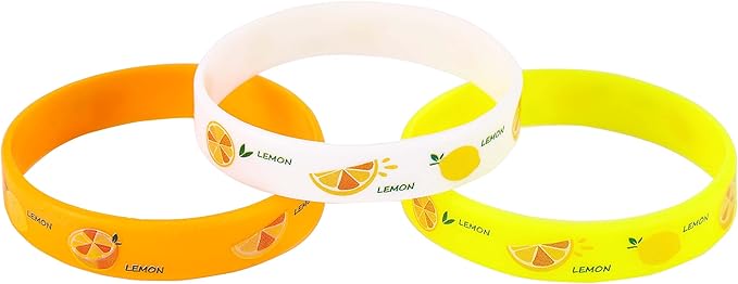 Cleverplay 24 Pack Lemon Wristbands Bracelets, Birthday Decoration Lemon Party Favors for Kids