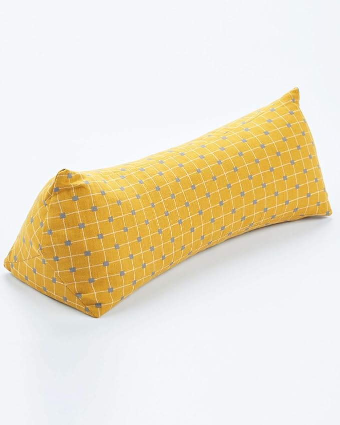 Buckwheat Neck Roll Pillow, Buckwheat Hull Cervical Support Pillow for Back Sleepers for Recliner Travel, Adjustable Firmness Ergonomic Curved Groove Contour for Sleeping, Yellow 6 * 15 inch