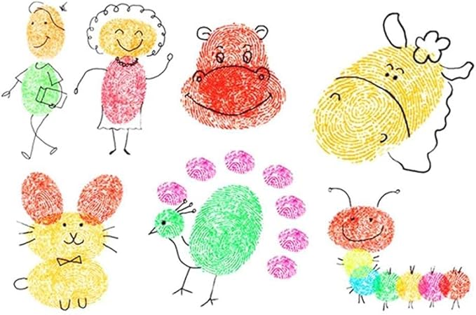 Funny Finger Painting Kit and Book, 12 Color Washable Finger Drawing with Finger Paint Pad, Easy Clean and Non Paint Toys for Baby, Baby Finger Painting Kit Toys