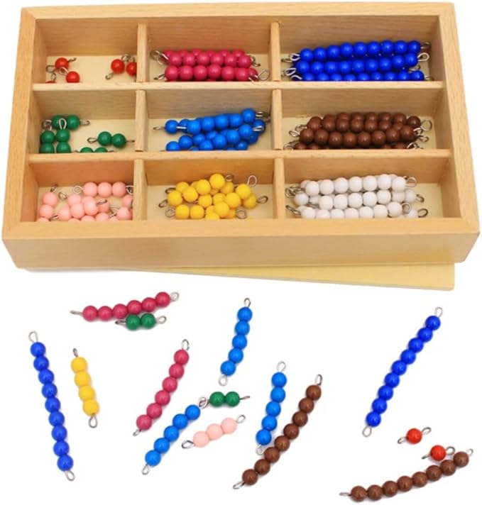 DANNI Kid Math Learn Toys Montessori Wood Math Educational Toys Colorful Checker Board Beads Math Toy Early Childhood Preschool Training