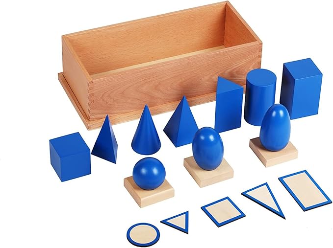 Large 3D Shapes Geometric Solids Wooden Montessori Toys Math Games Toys Blocks - Math Manipulatives Geometry Set Geo Blocks for Kids Preschool Learning Toys| Elementary Homeschool Supplies