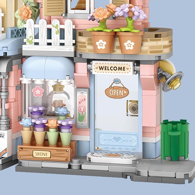 Bear Florist Building Set,Openable Flower Shop 854PCS Building Toy for Boys Girls Age 8+, Mini Brick (Not Compatible with Lego)